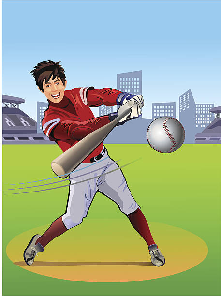 baseball hitter - color image batting illustration technique adult stock-grafiken, -clipart, -cartoons und -symbole