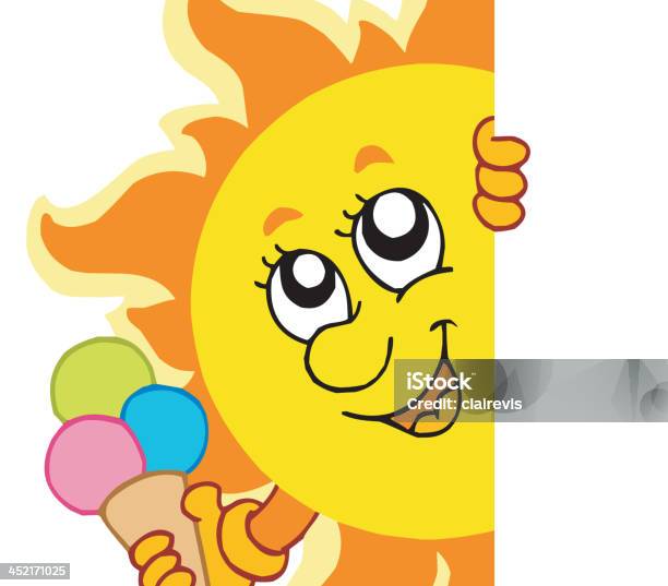 Lurking Sun With Icecream Stock Illustration - Download Image Now - Abstract, Anthropomorphic Smiley Face, Art