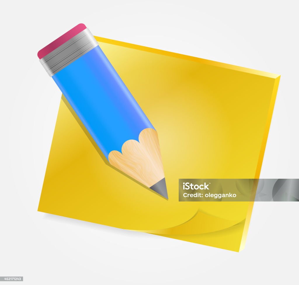 Papel amarillo con lápiz ilustración vectorial - arte vectorial de Abstracto libre de derechos