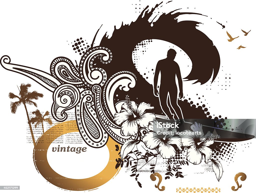 Vagues de surf rider avec beauté - clipart vectoriel de Activité de loisirs libre de droits