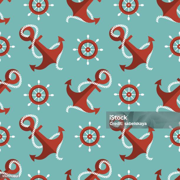 Navigation Seamless Pattern With An Anchor Stock Illustration - Download Image Now - Abstract, Adventure, Anchor - Vessel Part