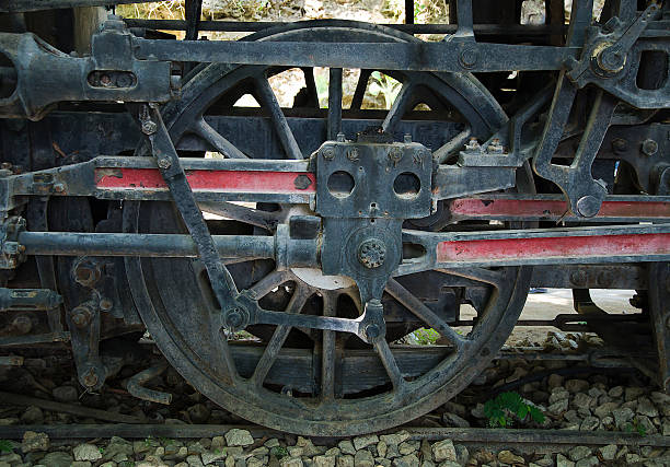 istock Old steam locomotive wheel and coupling rods 452171595
