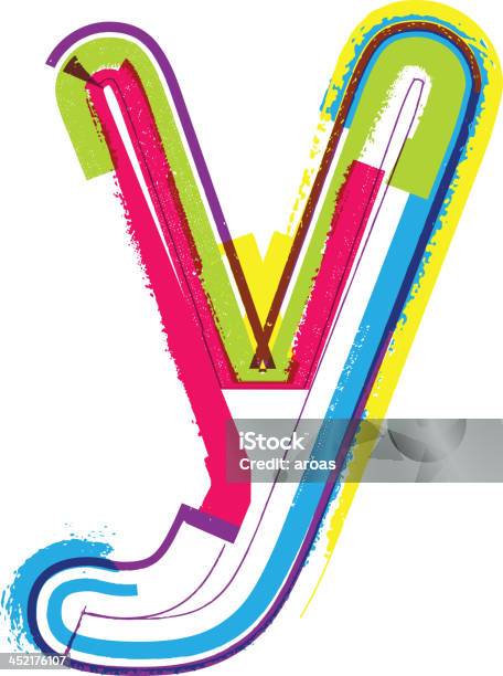 Colorato Grunge Carattere Lettera Y - Immagini vettoriali stock e altre immagini di Alfabeto - Alfabeto, Arredamento, Calligrafia