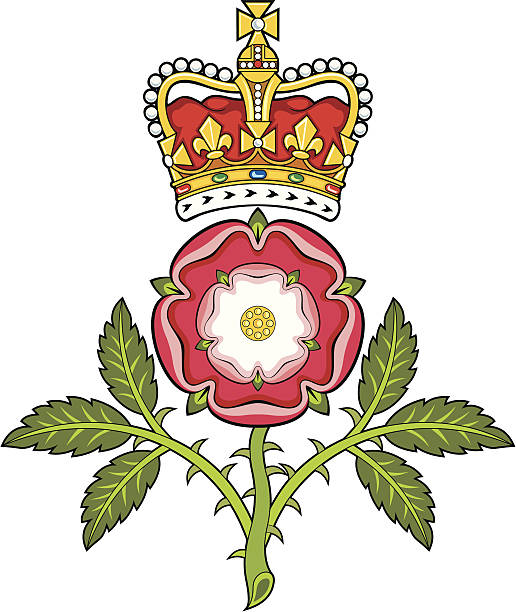 królewski herb england.heraldic tudor rose i korona św. s.edward - tudor style illustrations stock illustrations