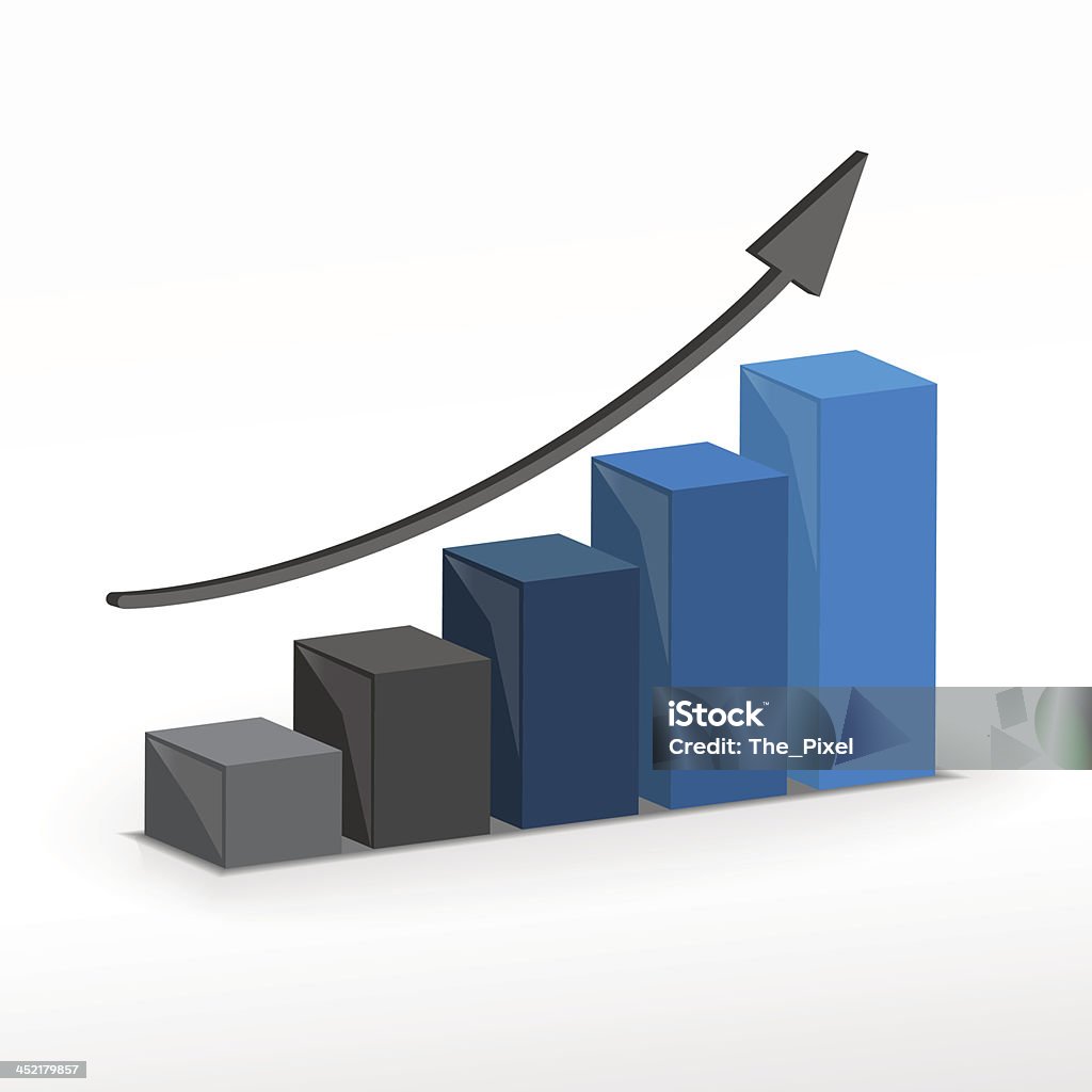 3 D 성장 막대 그래프 - 로열티 프리 3차원 형태 벡터 아트