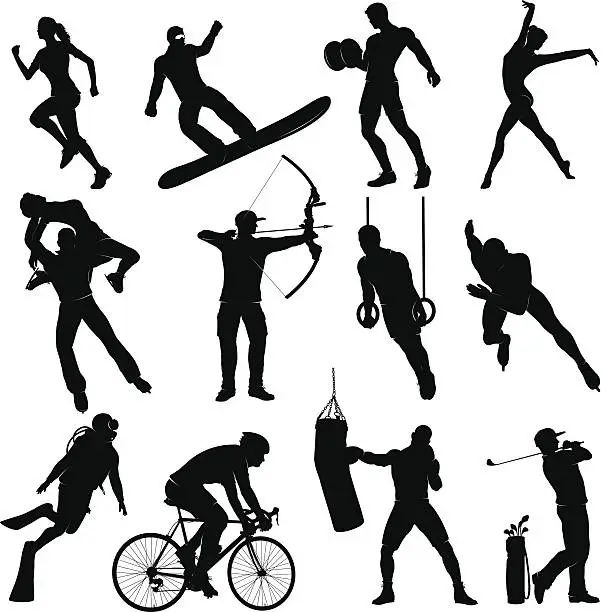 Vector illustration of Silhouettes doing several different sports