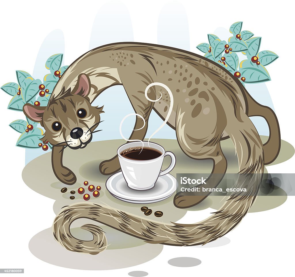 Luwak Kopi Civetta delle caffè - arte vettoriale royalty-free di Bassarisco