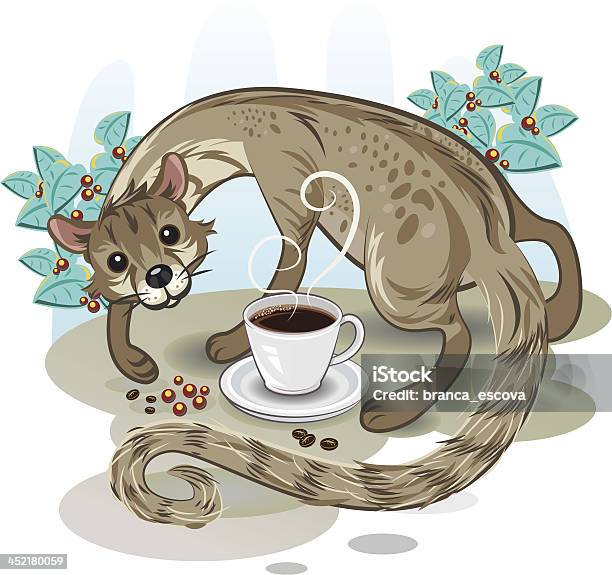 Luwak Kopi Civetta Delle Caffè - Immagini vettoriali stock e altre immagini di Bassarisco - Bassarisco, Illustrazione, Animale