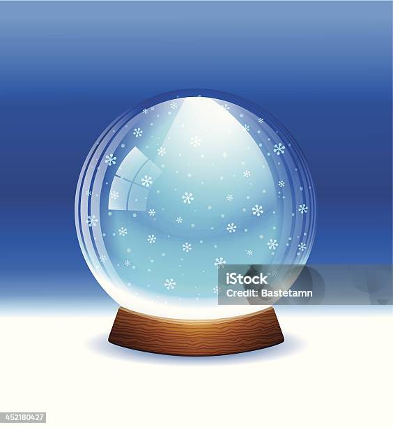 Vetor Bola De Cristal Com Neve - Arte vetorial de stock e mais imagens de Bola de Cristal com Neve - Bola de Cristal com Neve, Vetor, Madeira - Material