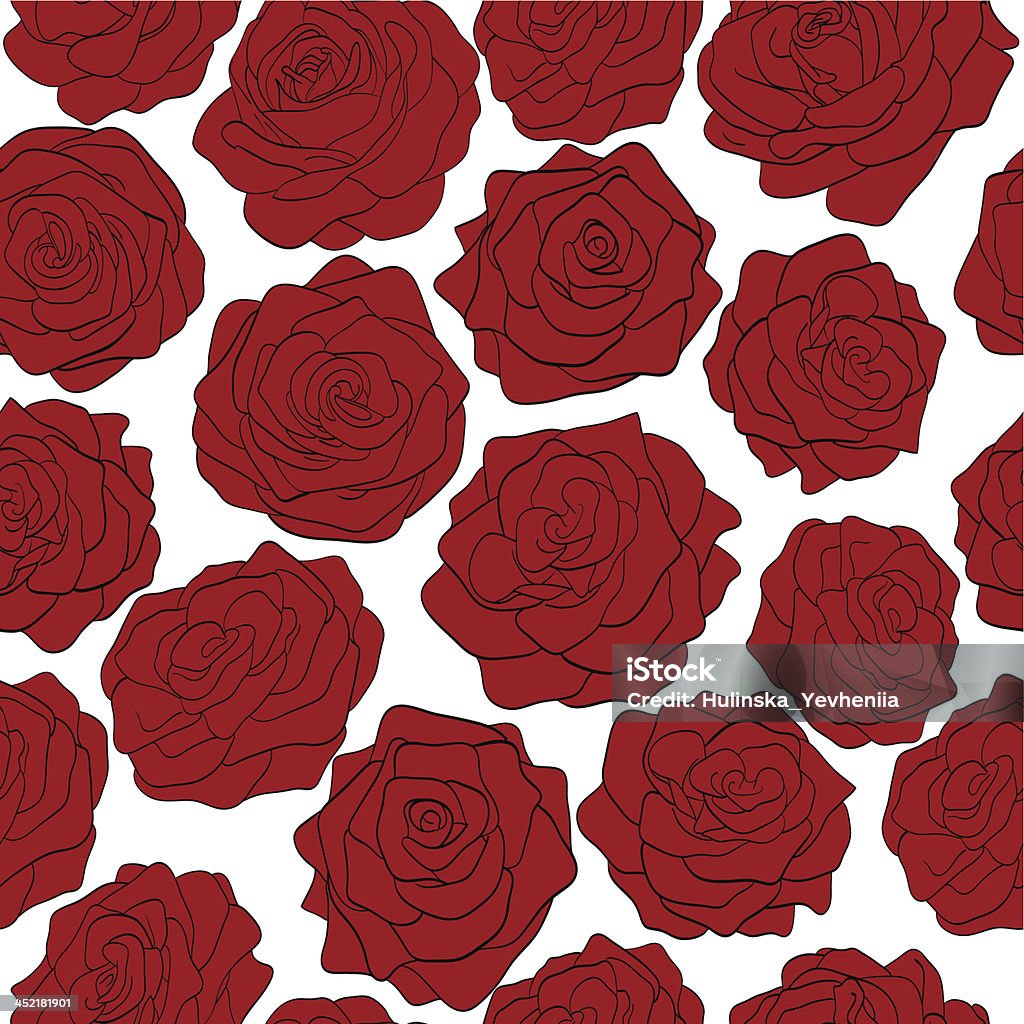 nahtloses Muster von roten Rosen auf weißem Hintergrund - Lizenzfrei Abstrakt Vektorgrafik