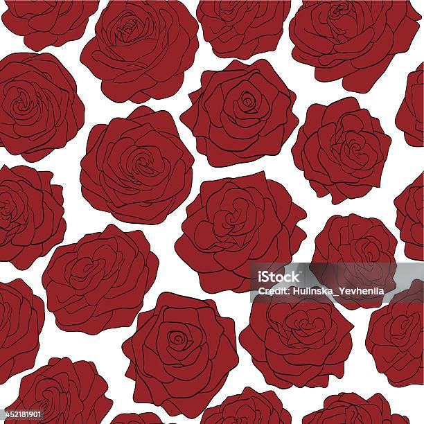 Seamless Pattern Di Rose Rosse Su Sfondo Bianco - Immagini vettoriali stock e altre immagini di Amore - Amore, Astratto, Cartolina di San Valentino