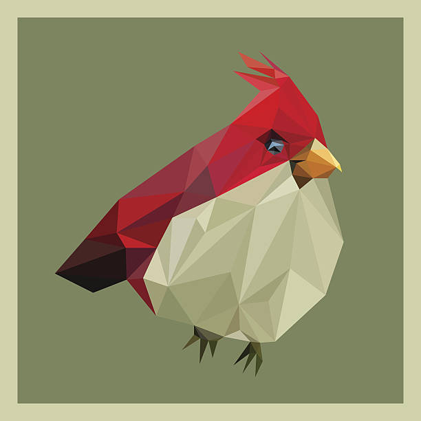 Red bird from triangles vector art illustration