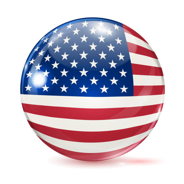 illustrations, cliparts, dessins animés et icônes de drapeau américain en forme de balle - flag glass striped fourth of july