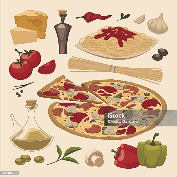 이탈리아 음식 개체 설정 파스타에 대한 스톡 벡터 아트 및 기타 이미지 - 파스타, 피자, 가정 주방