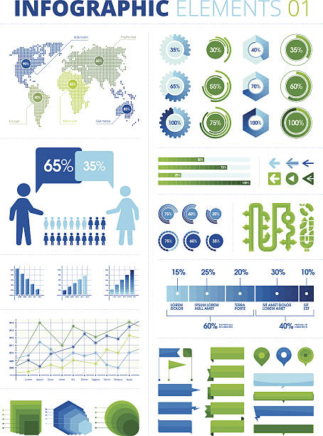 ilustrações, clipart, desenhos animados e ícones de elementos para infográficos 01 - infográficos demográficos