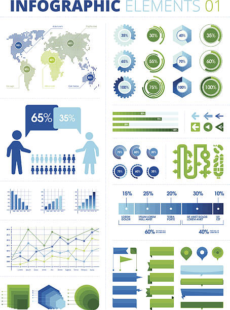 Infographic Elements 01 This is a pack of infographic elements great for presentations, reports, prints, brochures, websites, posters etc. The file is created in order to be used by everyone (100% editable: colors, text, shapes etc.).  demographics infographics stock illustrations