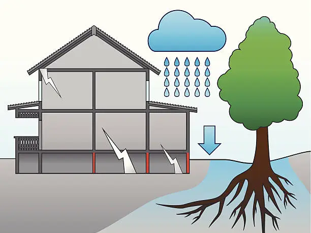 Vector illustration of The destruction foundation of a house.