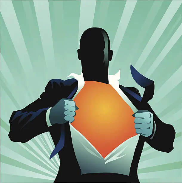 Vector illustration of Super Hero Getting Ready for Action