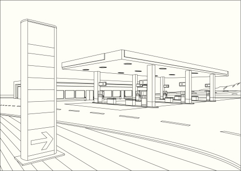 Gasoline Station Sketch.