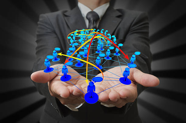 istock Businessman hand holds social network 452187517