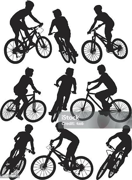 Mann Radfahren Stock Vektor Art und mehr Bilder von Mountainbike - Mountainbike, Mountainbiking, Vorderansicht