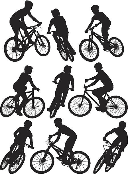 남자 사이클링이 - mountain biking mountain bike bicycle cycling stock illustrations