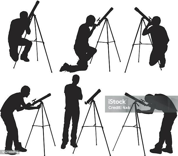 男性から天体望遠鏡 - シルエットのベクターアート素材や画像を多数ご用意 - シルエット, 天文学, 輪郭