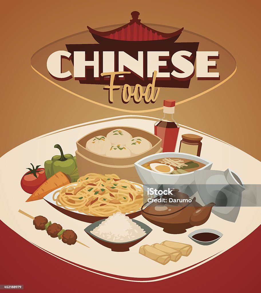 Comida chinesa. Vetor de fundo - Vetor de Comida chinesa royalty-free