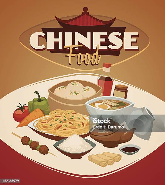 Китайская Еда Вектор Фон — стоковая векторная графика и другие изображения на тему Китайская кухня - Китайская кухня, Азиатского и индийского происхождения, Азия