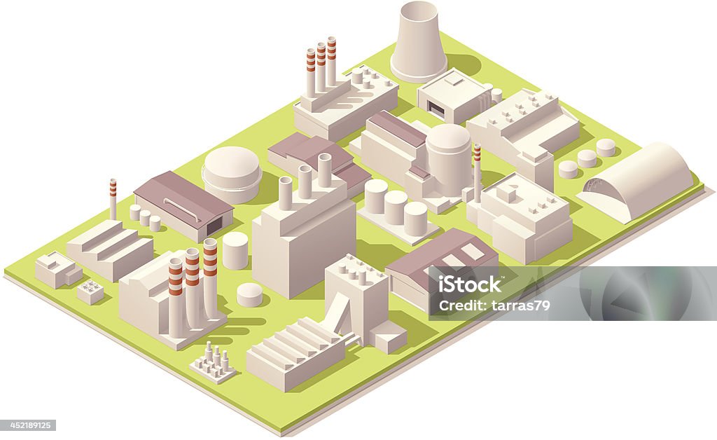 Isometric factory buildings Vector isometric industrial  buildings for map creation Factory stock vector
