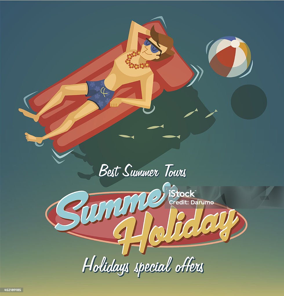 Lato wakacje. bacground w stylu Retro - Grafika wektorowa royalty-free (Basen)