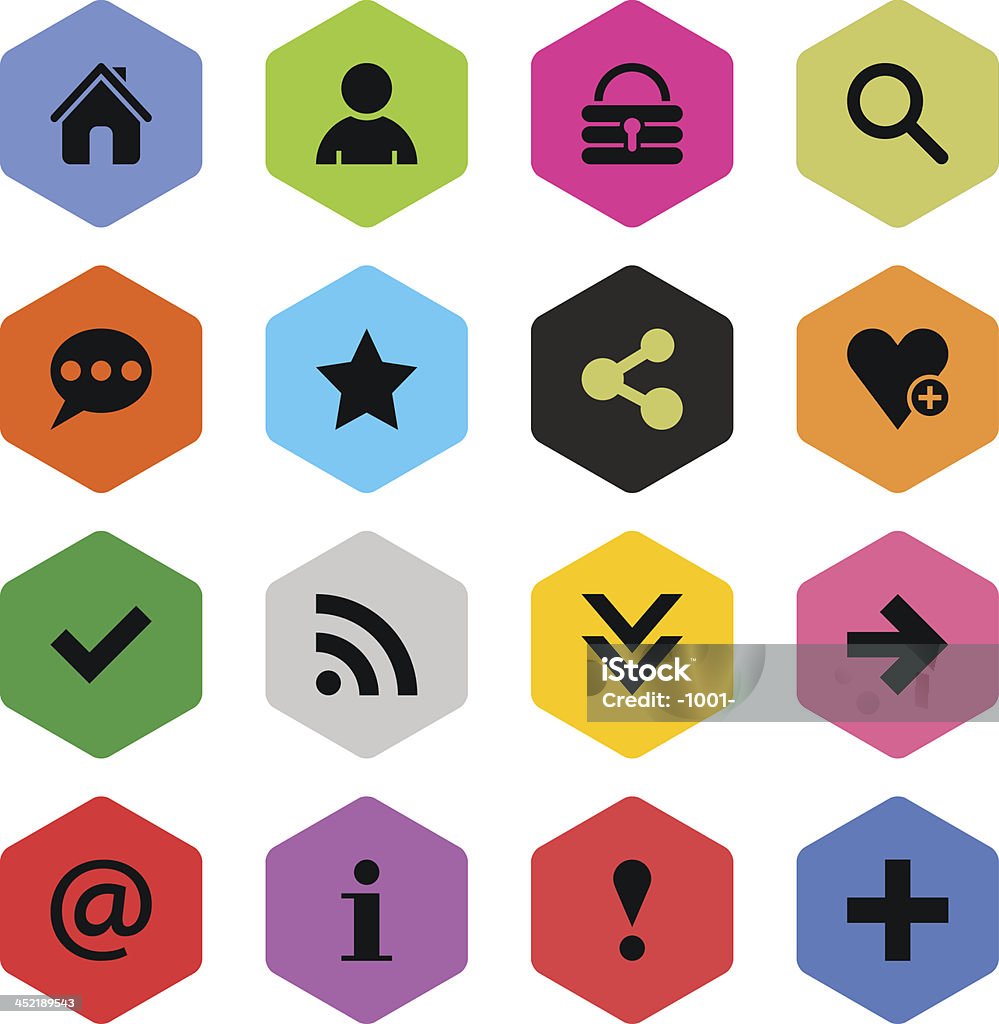 Fond de couleur Hexagone bouton simple icône Un style uni - clipart vectoriel de Arobase libre de droits