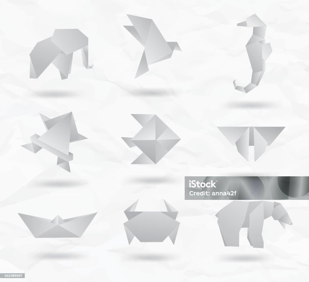 Set White Origami Animals Stock Illustration - Download Image Now - Origami,  Fish, Crab - iStock