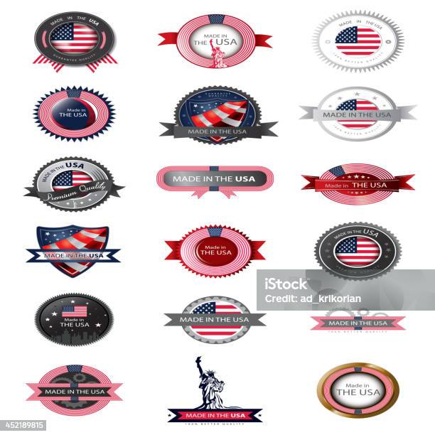 미국에서 만든 로고에 대한 스톡 벡터 아트 및 기타 이미지 - 로고, 애국심, 인장
