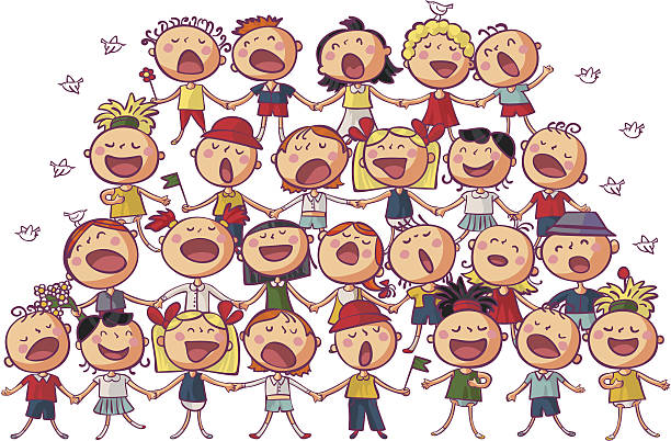 children choir vector art illustration