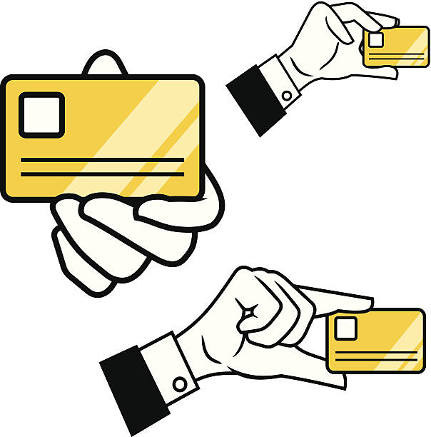 illustrations, cliparts, dessins animés et icônes de pièce d'identité de la main - id card business card holding human hand