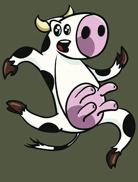 Vector illustration of Cute cartoon cow running