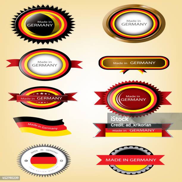 En Allemagne Vecteurs libres de droits et plus d'images vectorielles de Made in Germany - english phrase - Made in Germany - english phrase, Drapeau allemand, Sceau