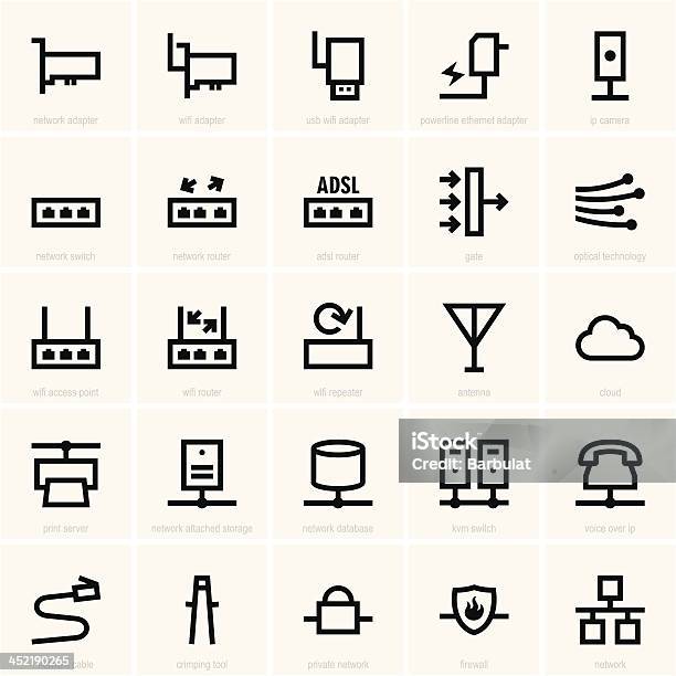 Ícones De Rede - Arte vetorial de stock e mais imagens de Símbolo de ícone - Símbolo de ícone, Interruptor, Ficha de Ligação de Rede