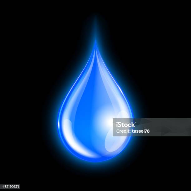 Синий Блестящий Water Drop — стоковая векторная графика и другие изображения на тему Бирюзовый - Бирюзовый, Блестящий, Векторная графика