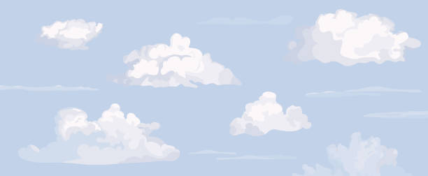 ilustrações de stock, clip art, desenhos animados e ícones de paisagem com nuvens - beauty in nature blue cloud cloudscape