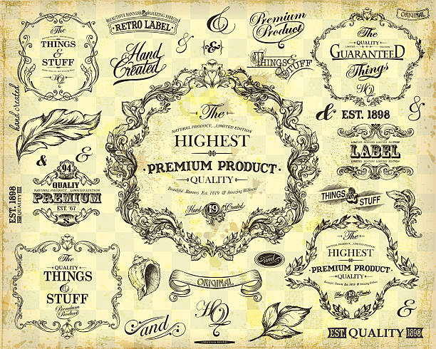 Vintage Frames and Design Elements vector art illustration