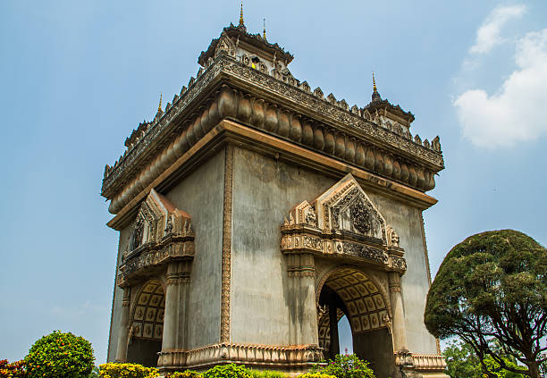 Pratuchai in Laos Laos tourist attrative call "Pratuchai"in Vientiane. vientian stock pictures, royalty-free photos & images
