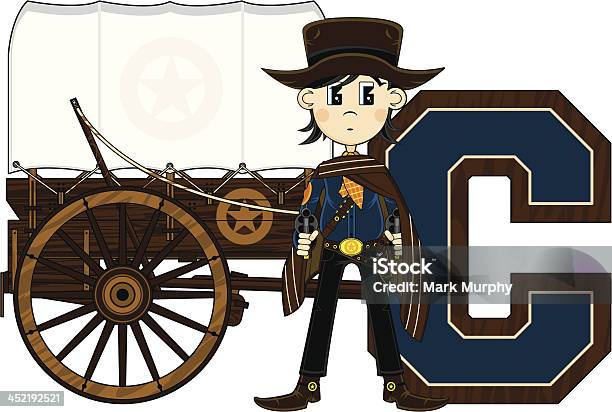 Cowboy Wagon Apprendimento Lettera C - Immagini vettoriali stock e altre immagini di A forma di stella - A forma di stella, Alfabeto, Arma da fuoco