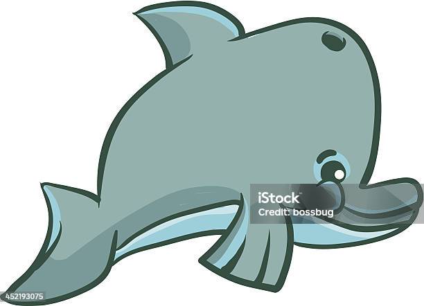 Cute Мультяшный Дельфин — стоковая векторная графика и другие изображения на тему Аквариум - Аквариум, Афалина, Бирюзовый
