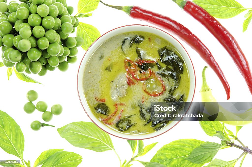 curry et légumes sur fond blanc - Photo de Aliment libre de droits