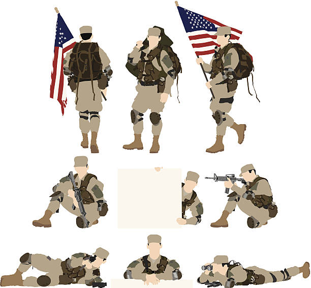 ilustrações de stock, clip art, desenhos animados e ícones de soldado - american culture army usa flag