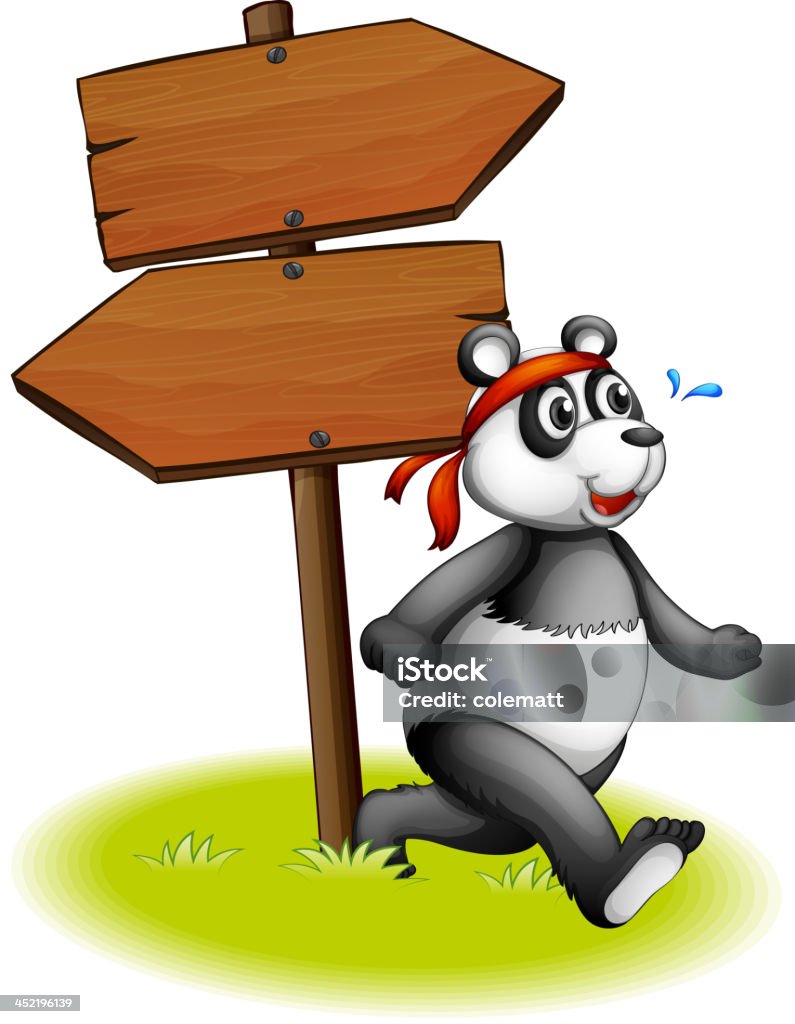 panda ao lado do arrowboards de Madeira - Royalty-free Acessibilidade arte vetorial