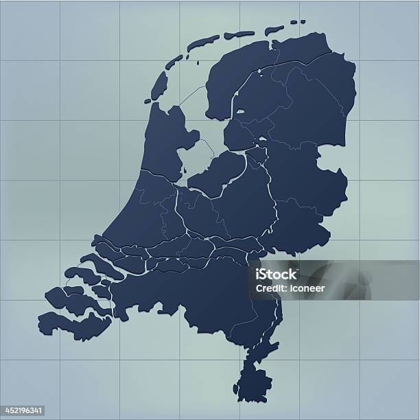 Niederlande Karte Stock Vektor Art und mehr Bilder von Blau - Blau, Dunkel, Dunkelblau