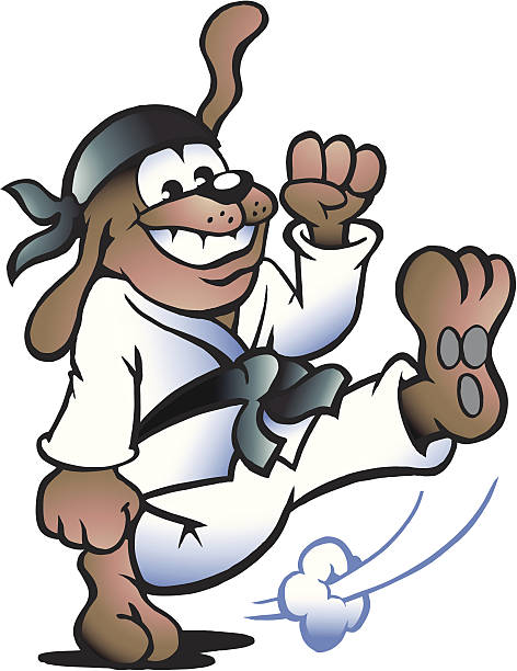 ilustrações de stock, clip art, desenhos animados e ícones de ilustração de um cão práticas de auto-defesa - self defense wushu action aggression